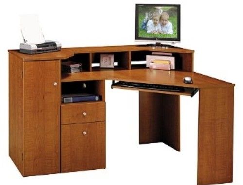 Bush HM22525-03 Corner Desk and Hutch, Ashland Collection, Finished In Rosewood Maple, Smooth gliding ball-bearing drawer slides, Holds letter-size files (HM2252503, HM-2252503, HM-22525, HM22525)