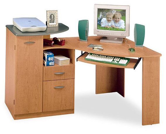 Bush HM64415 Corner Desk, Contours Collection, Country Manor Maple Finish (HM 64415, HM-64415, 64415)