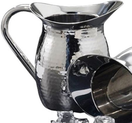 American Metalcraft HMWP64 Double Wall Bell Pitcher, 64 oz Capacity, Hammered Finish, Stainless Steel, Traditional Design, Double Wall Reduces condensation and messy drip, 3.5 lbs, UPC 704339926733 (HM-WP64 HMW-P64 HMWP-64 HMWP 64)  