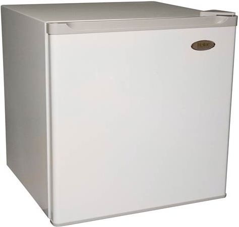 Haier HNSB02 Compact Refrigerator Freezer, White, 1.7 cubic foot capacity, Accommodates 2-liter bottles, Slide-out wire shelf, Door-storage shelves, Half-width freezer compartment, 7-setting adjustable thermostat, Reversible door with recessed door handle, Manual defrost, Drip tray for quick cleanup, Ice-cube tray included, UPC 688057303710 (HNSB-02 HNSB 02 HN-SB02 HNS-B02)