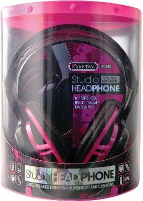 Sentry HO885PK Studio Full-Size Headphones, Pink, Volume Control, 40mm Large Speaker Drivers, Frequency 20Hz-20kHz, Super-Soft Ear Cushions, Adjustable Fit, 4ft. Cord Lenght, UPC 080068408871 (HO-885PK HO 885PK HO-885-PK HO885)