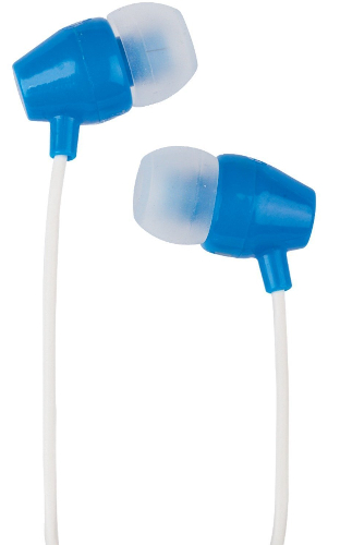 RCA HP159BL In-Ear Stereo Noise Isolating Earbuds - Blue; Frequency response: 20-20000 Hz; Sensitivity: 113db@1kHz; Impedance: 16 Ohms; Plug: 3.5mm; UPC 044476117121 (HP159BL HP159BL)