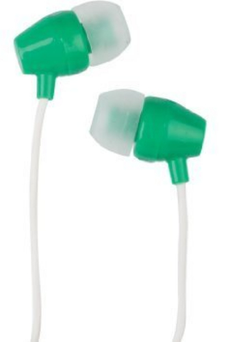 RCA HP159GR In-Ear Stereo Noise Isolating Earbuds - Green; Frequency response: 20-20000 Hz; Sensitivity: 113db@1kHz; Impedance: 16 Ohms; Plug: 3.5mm; UPC 044476117114 (HP159GR HP159GR)