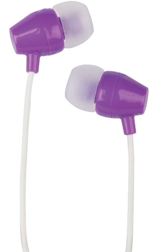 RCA HP159PL In-Ear Stereo Noise Isolating Earbuds - Purple; Frequency response: 20-20000 Hz; Sensitivity: 113db@1kHz; Impedance: 16 Ohms; Plug: 3.5mm; UPC 044476117138 (HP159PL HP159PL)