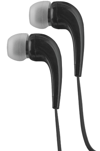 RCA HP161BK In-Ear Stereo Noise Isolating Earbuds - Black; Multiple ear tips included; Flat cable; Frequency response: 20-20000 Hz; Sensitivity: 113db@1kHz; Impedance: 16 Ohms; Plug: 3.5mm; Black Color; UPC 044476117145 (HP161BK HP161BK)