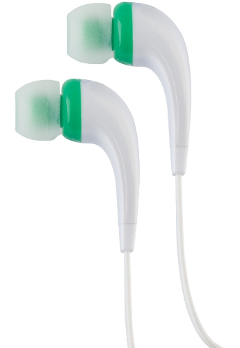 RCA HP161GR In-Ear Stereo Noise Isolating Earbuds - Green; Multiple ear tips included; Flat cable; Frequency response: 20-20000 Hz; Sensitivity: 113db@1kHz; Impedance: 16 Ohms; Plug: 3.5mm; UPC 044476117183 (HP161GR HP161GR)