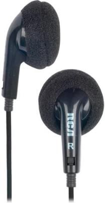 RCA HP56BK Ear Budz Stereo Earbuds, Black, Lightweight and compact, Soft foam ear bud covers, Frequency response 20 Hz - 20kHz, Sensitivity 98dB, 3.9 feet Cord length, UPC 044476072345 (HP-56BK HP 56BK HP56B HP56)