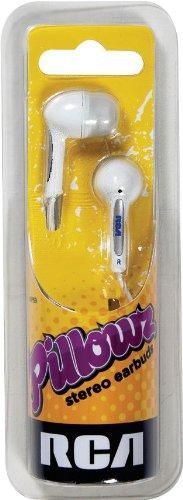 RCA HP59WH Pillowz Stereo Earbuds, White; Comfortable earbuds, like pillows for your ears while you enjoy your favorite music; Contoured design for maximum comfort; 3.5mm plug fits all popular portable digital audio players, including iPod and iPhone; Lightweight and compact; UPC 044476072376 (HP-59WH HP 59WH HP59W HP59)
