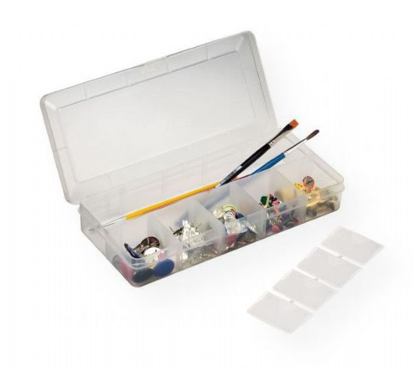 Heritage Arts HPB1005 Small Organizer Box; Translucent plastic organizer box offers a clear view of what is inside; The box is divided into two 9.5