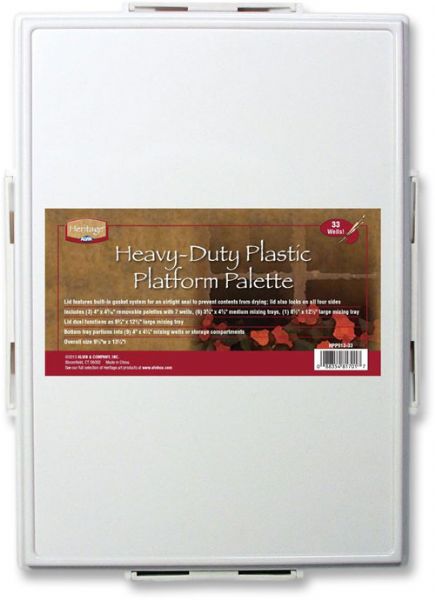 Heritage Arts HPP913-33 Heavy-Duty Plastic Platform Palette, 33-Well; White/ivory color; It is cover; Plastic material; 33 wells; Rectangle shape; 9.5
