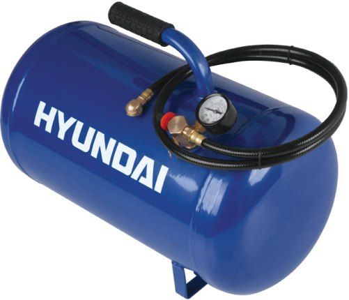 Hyundai HPT505 Inflation Air Tank Compressor, 5 Gallon tank capacity, 100 PSI, Lightweight and compact design for maximum portability, Large pressure gauge and two foot flexible hose allow for easy use, Ideal for topping up your tires and sports equipment, such as basketballs and volleyballs; UPC 870350300033 (HPT-505 HPT 505 HP-T505)
