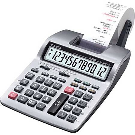 Casio HR-100TMPLUS Desktop Printing Calculator, Big Easy-to-read Display, 2-Color Printing (Red & Black), 2.0 Lines Per Second, Right Shift Key, AC Adapter Included, Runs On 4 