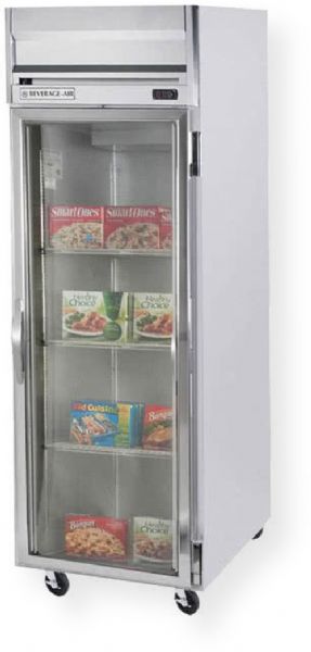 Beverage Air HR1-1G Glass Door Reach-In Refrigerator, 5.8 Amps, Top Compressor Location, 24 Cubic Feet, Glass Door Type, 1/3 Horsepower, 1 Number of Doors, 1 Number of Sections, Swing Opening Style, 3 Shelves, 36F - 38F Temperature,  6