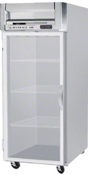 Beverage Air HR1W-1G Glass Door Reach-In Refrigerator, 5.8 Amps, Top Compressor Location, 34 Cubic Feet, Glass Door Type, 1/3 Horsepower, 1 Number of Doors, 1 Number of Sections, Swing Opening Style, 3 Shelves, 36F - 38F Temperature, 6