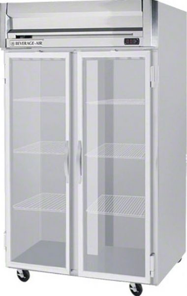 Beverage Air HR2-1G Glass Door Reach-In Refrigerator, 8.4 Amps, Top Compressor Location, 49 Cubic Feet, Glass Door Type, 1/3 Horsepower, 2 Number of Doors, 2 Number of Sections, Swing Opening Style, 6 Shelves, 36F - 38F Temperature,  6