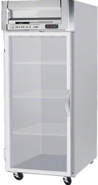 Beverage Air HRP1W-1G Glass Door Reach-In Refrigerator, 5.8 Amps, Top Compressor Location, 34 Cubic Feet, Glass Door Type, 1/3 Horsepower, 1 Number of Doors, 1 Number of Sections, Swing Opening Style, 3 Shelves, 6