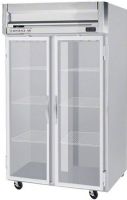 Beverage Air HRS2-1G Glass Door Reach-In Refrigerator, 8.4 Amps, Top Compressor Location, 49 Cubic Feet, Glass Door Type, 1/3 Horsepower, 2 Number of Doors, 2 Number of Sections, Swing Opening Style, 6 Shelves, 36°F - 38°F Temperature, 6" heavy-duty casters, two with breaks, 60" H x 48" W x 28" D Interior Dimensions, 78.5" H x 52" W x 32" D Dimensions  (HRS21G HRS2-1G HRS2 1G)  