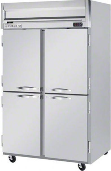 Beverage Air HRS2-1HS Half Solid Door Reach-In Refrigerator, 8.4 Amps, Top Compressor Location, 49 Cubic Feet, Solid Door Type, 1/3 Horsepower, 60 Hz, 4 Number of Doors, 2 Number of Sections, Swing Opening Style, 1 Phase, Reach-In Refrigerator Type, 6 Shelves, 36F - 38F Temperature, 115 Voltage, 6