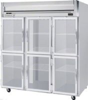 Beverage Air HRS3-1HG Half Glass Door Reach-In Refrigerator, 10 Amps, Top Compressor Location, 74 Cubic Feet, Glass Door Type, 1/2 Horsepower, 6 Number of Doors, 3 Number of Sections, Swing Opening Style, 9 Shelves, 6" heavy-duty casters, two with breaks, 36°F - 38°F Temperature, 60" H x 73.5" W x 28" D Interior Dimensions, 78.5" H x 78" W x 32" D Dimensions (HRS3-1HG HRS3 1HG HRS31HG) 