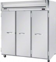Beverage Air HRS3-1S Solid Door Reach-In Refrigerator, 10 Amps, Top Compressor Location, 74 Cubic Feet, Solid Door Type, 1/2 Horsepower, 60 Hz, 3 Number of Doors, 3 Number of Sections, Swing Opening Style, 1 Phase, Reach-In Refrigerator Type, 9 Shelves, 36°F - 38°F Temperature, 6" heavy-duty casters, two with breaks, 60" H x 73.5" W x 28" D Interior Dimensions, 78.5" H x 78" W x 32" D Dimensions (HRS31S HRS3-1S HRS3 1S)  