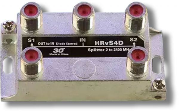 Sonora Design HRVS4D Satellite 4-Way Antenna Signal Splitter 2 GHZ, Flat F Ports with 1 Spacing, 130 dB RFI Shielding Solder Back Case, 2-2400 MHz, DBS 4 Way Vertical Splitter, High Performance, 2-2400 Diode steered, 22 mm spacing, The HRS series splitters utilize diode protected circuitry to prevent DC back-feeding, 15 MHz to 2150 MHz Wideband Operation, (SONORADESIGNHRVS4D SONORA DESIGN HRVS4D HRVS 4D HRVS4 D HRVS 4 D SONORA-DESIGN-HRVS4D HRVS-4D HRVS4-D HRVS-4-D)
