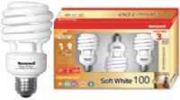 Honeywell HS23BX3 Indoor CFL 23 Watt Soft White Bulb, Three (3) Window Box, Mini spiral size fits almost anywhere, Equivalent to a Standard 100 Watt Bulb, Highest standards in quality - Energy Star, UL, cUL, and FCC, Long Life up to 10,000 hours Save energy and money, UPC 895639001012 (HS-23BX3 HS 23BX3 HS23-BX3 HS23 BX3) 