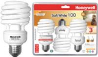 Honeywell HS23CL3 Indoor CFL 23 Watt Soft White Bulb, Three (3) Clamshell Pack, Mini spiral size fits almost anywhere, Equivalent to a Standard 100 Watt Bulb, Highest standards in quality - Energy Star, UL, cUL, and FCC, Long Life up to 10,000 hours Save energy and money, UPC 895639001074 (HS-23CL3 HS 23CL3 HS23-CL3 HS23 CL3) 