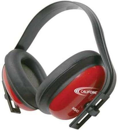 Califone HS40 Hearing Safe Hearing Protection, Rugged polypropylene headstrap, ABS plastic earcups hold up to continued usage in high-use settings, Adjustable headband fits students of all sizes, Bright red safety color, Smaller earcups designed to completely cover the ears of younger students for maximum protection, Noise reduction rating 26db, UPC 610356462003 (HS-40 HS 40)