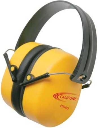 Califone HS60 Hearing Safe Protective Headphone, Rugged polypropylene headstrap, Folding headband fits adults, ABS plastic earcups hold up to continued usage in high-use settings, Fuller sized earcups (1.4 x 2.5 x 1.2 opening) designed to completely cover the ears of adults for maximum protection, Bright yellow safety color, Noise reduction rating 37db, UPC 610356467008 (HS-60 HS 60)
