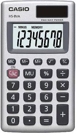 Casio HS-8VA Basic Calculator; 8-digit display (16-digit approximations); Large easy-to-read 
