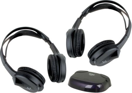 Boss Audio HSIR Two Infrared Cordless Headphones with Infrared Transmitter, Black, Great for connecting to overhead monitors or headrest monitors, Allows the wireless transmitting of audio with compatible IR systems, Padded ear cups for comfort, Designed for use in cars, trucks, motorhomes, and other vehicles with 12V video, UPC 791489310208 (HS-IR HS IR)