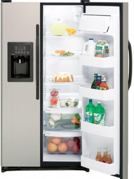 Hotpoint HSM25GFTSA Side by Side Refrigerator, 25.0 cu. ft.Total, 15.44 cu. ft.Fresh Food, 9.56 cu. ft.Freezer, 22.4 sq. ft.Shelf Area, Crushed Ice, Cubes, Water LightTouch! Dispenser, 3 Glass Cabinet Shelves, 3 Adjustable Shelves, 2 Clear Vegetable/Fruit Crispers, 4 -2 Adjustable with Gallon Storage Door Shelves, Opaque Dairy Compartment, Deluxe Quiet Package, 3 - 2 Adjustable Wire Cabinet Shelves, Silver Metallic (HSM25GFT HSM-25GFT HSM 25GFT HSM25GFT-SA HSM25GFT SA)