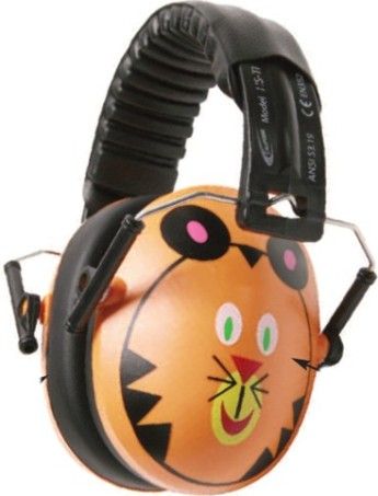 Califone HS-TI Hush Buddy Tiger Motif Hearing Protector, Padded headstrap for extra comfort, Adjustable for a superior fit, Rugged ABS plastic earcups for extra durability, Specially designed earcups completely cover childrens ears for maximum protection from ambient noises, UPC 610356830956 (HSTI HS TI)