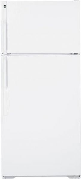 Hotpoint HTH17CBTWW Top-Freezer Refrigerator, 16.6 cu. ft. Total Capacity, 12.54 cu. ft. Fresh Food Capacity, 4.1 cu. ft. Freezer Capacity, 19.2 sq ft Shelf Area, Frost Free Defrost Type, Upfront Temperature Controls Control Type, 2 Wire Fresh Food Cabinet Shelves, 2 Full-Width Adjustable Fresh Food Cabinet Shelf Features, 2 Full-Width with Gallon Storage Fresh Food Door Shelves, 2 White Fresh Food Cabinet Drawers, White Color (HTH17CBT-WW HTH17CBT WW HTH17CBT HTH-17CBT HTH 17CBT) 