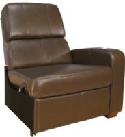 Bell'O HTS102BN Home Theather Seating Right Arm Reclining Chair, Brown Leather, Ergonomic headrest puts eyes at optimum viewing position, Elegant and unique seat back construction looks great even from behind, Discreetly hidden finger tip controlled recline lever, Compact, quiet and smooth Zero Wall Reclining mechanism from Leggett & Platt, UPC 748249101026 (HTS-102BN HTS 102BN HTS102 HTS102-BN BELLO) 