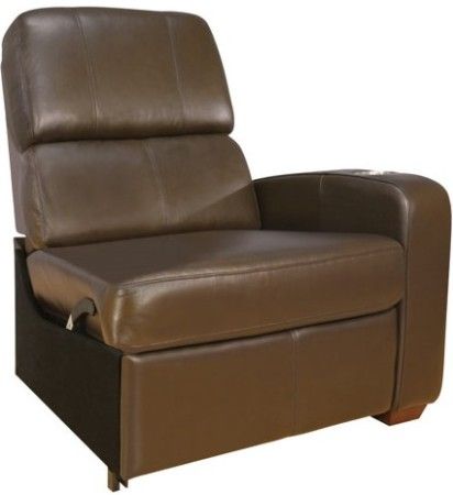 Bell'O HTS102BN Home Theather Seating Right Arm Reclining Chair, Brown Leather, Ergonomic headrest puts eyes at optimum viewing position, Elegant and unique seat back construction looks great even from behind, Discreetly hidden finger tip controlled recline lever, Compact, quiet and smooth Zero Wall Reclining mechanism from Leggett & Platt, UPC 748249101026 (HTS-102BN HTS 102BN HTS102 HTS102-BN BELLO)