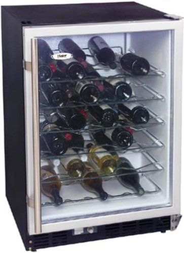 Haier HVB050ABH Designer Series Wine Cellar with 50-Bottle Capacity, Versatile Built-In or Free Standing Unit, Tinted Thermal-Tempered Full View Glass Door, Reversible Door Design, Heavy Duty Brushed Metal Handle, Perfect for Both Red and White Wine, Adjustable Thermostat Control can be set between 39 and 65 Degrees (HVB-050ABH HVB 050ABH HVB050-ABH HVB050 ABH)
