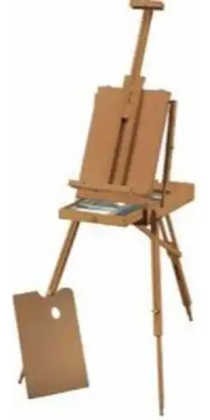 Heritage HWE235 Deluxe French Easel, Made of oiled beech wood, Folds to sketch-box size, Can accommodate canvases up to 33in high, Telescoping legs with non-skid rubber feet, Divided sketch box drawer with aluminum tray, Includes a palette and adjustable shoulder strap, Measures 28 x 45 x 71in, Ship Weight 18 lbs, Ship Dim 24 X 17.5 X 8 in, UPC 088354950974 (HWE-235 HWE 235)