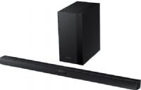 Samsung HW-H450 Sound Bar System, Subwoofer, sound bar System Components, Active Speaker Type, 290 Total Watt Nominal Output Power, Integrated Audio Amplifier, Bluetooth Connectivity Interfaces, Dolby Digital, DTS decoder Built-in Decoders, USB host Built-in Devices, WAV, WMA, AAC, MP3, FLAC, OGG Supported Digital Audio Standards, EQ mode selector, power on/off, volume Controls, UPC 887276974675 (HWH450 HW-H450 HW H450) 