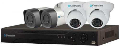 Clearview HawkViewHD04-2D2B HawkView HD-AVS DVR Kit 4 Channel 2 Dome & 2 Bullet Camera with 1 TB; HD-AVS Technology; 2 qty HD 720P HD-AVS Bullet Cameras; 2 qty HD 720P HD-AVS Dome Cameras; H.264 dual-stream video compression; HDMI / VGA simultaneous video output; 3D intelligent positioning with our PTZ; Support 1 SATA HD up to 4TB, 2 USB2.0; 1 TB Drive, Mouse(HawkViewHD042D2B HawkViewHD04-2D2B HawkViewHD042D2B)