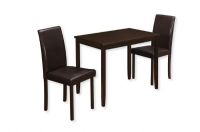 Monarch I 1015 Three Piece Capuccino Wooden Dining Set with Two Leather-Look Upholstered Parson Chairs, Consists of a Table and Two Chairs; Capuccino Color; UPC 878218006554 (MONARCH I1015 I 1015 I-1015) 