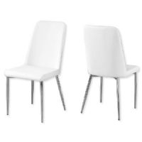 Monarch Specialties I 1033 Set of Two White Leather-Look Upholstered Dining Chairs; White and Chrome; UPC 680796001186 (MONARCH II 1033 I I 1033 I-I 1033) 