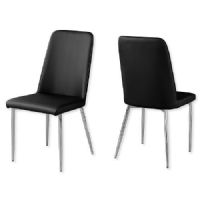 Monarch Specialties I 1034 Set of Two Black Leather-Look Upholstered Dining Chairs; Black and Chrome; UPC 680796001193 (MONARCH II 1034 I I 1034 I-I 1034) 