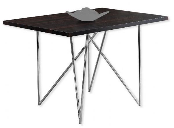 Monarch Specialties I 1039 Dining Table in Capuccino and Chrome Metal Finish; UPC 680796000424 (MONARCH I1039 I 1039 I-1039)