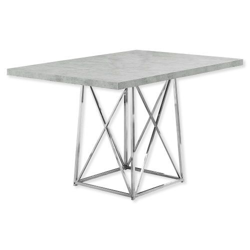 Monarch Specialties I 1043 Dining Table in Gray Cement and Chrome Metal Finish; UPC 680796000813 (MONARCH I1043 I 1043 I-1043)