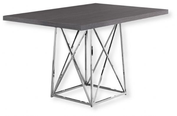 Monarch Specialties I 1059 Dining Table in Gray and Chrome Metal Finish; UPC 680796000387 (MONARCH I1059 I 1059 I-1059)