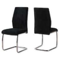 Monarch Specialties I 1067 Set of Two Dining Chairs in Black Velvet and Chrome Metal Finish; Black and Chrome; UPC 680796016913 (MONARCH I1067 I 1067 I-1067) 