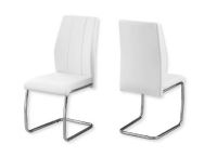 Monarch Specialties I 1075 Set of Two Dining Chairs in White Leather-Look and Chrome Metal Finish; White and Chrome; UPC 680796001117 (MONARCH I1075 I 1075 I-1075) 