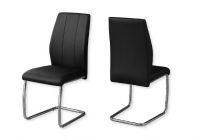 Monarch Specialties I 1076 Set of Two Dining Chairs in Black Leather-Look and Chrome Metal Finish; Black and Chrome; UPC 680796001124 (MONARCH I1076 I 1076 I-1076) 