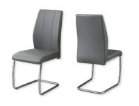Monarch Specialties I 1077 Set of Two Dining Chairs in Gray Leather-Look and Chrome Metal Finish; Gray and Chrome; UPC 680796001131 (MONARCH I1077 I 1077 I-1077) 